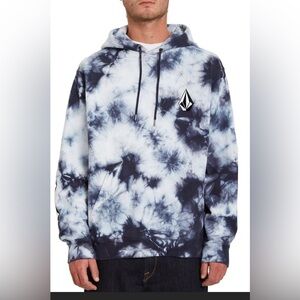 Men’s Volcom Black and White Tie-Dye Hoodie Sweatshirt